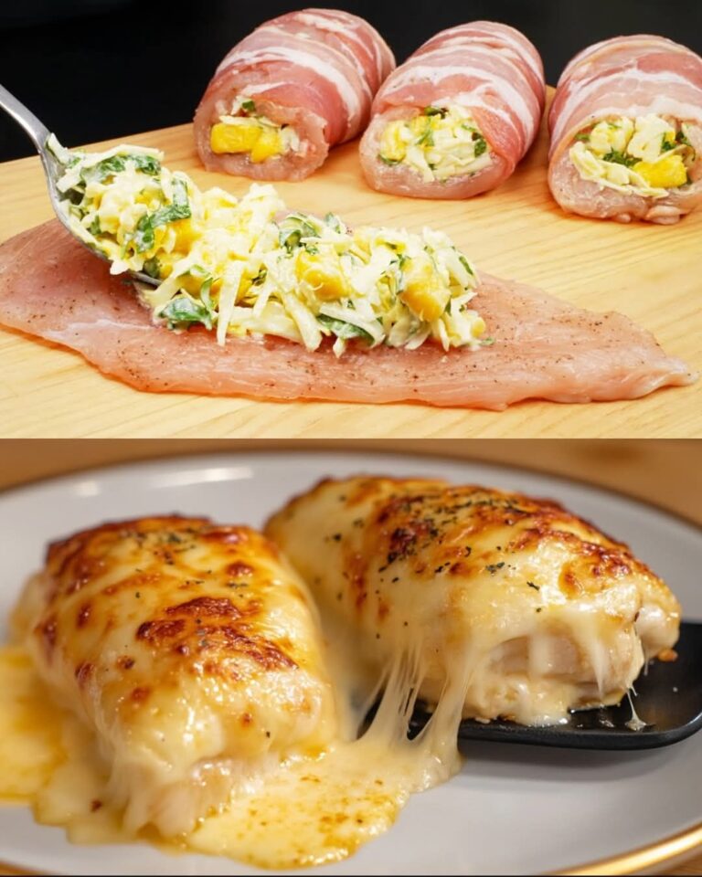 Pollo avvolto nella pancetta con formaggio