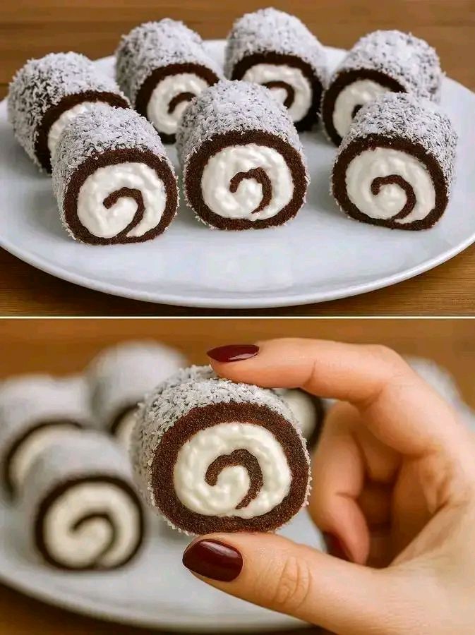 Rotolini dolci al cocco cacao e yogurt