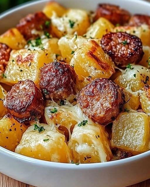 Patate al Forno con Salsiccia e Formaggio
