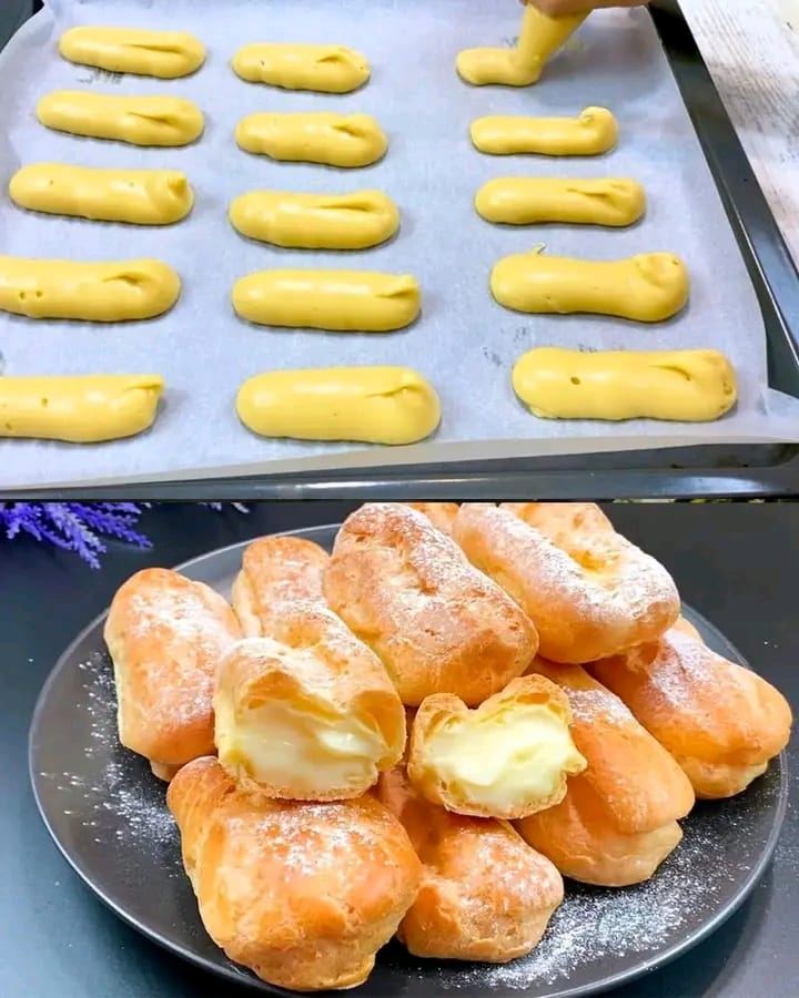 Éclairs classici ripieni di crema