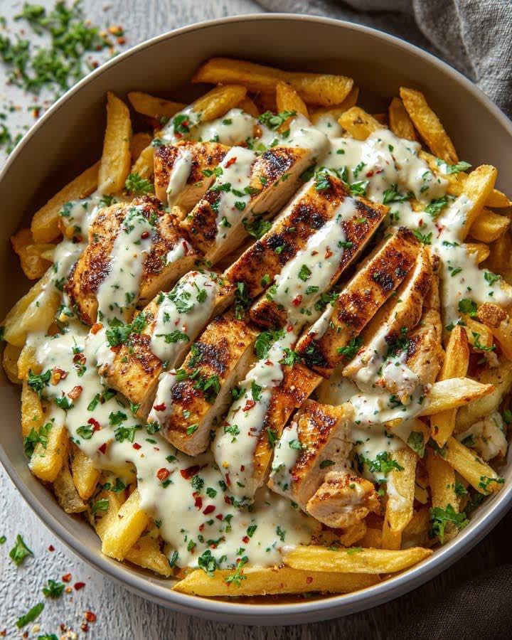 Patate e pollo con salsa ranch