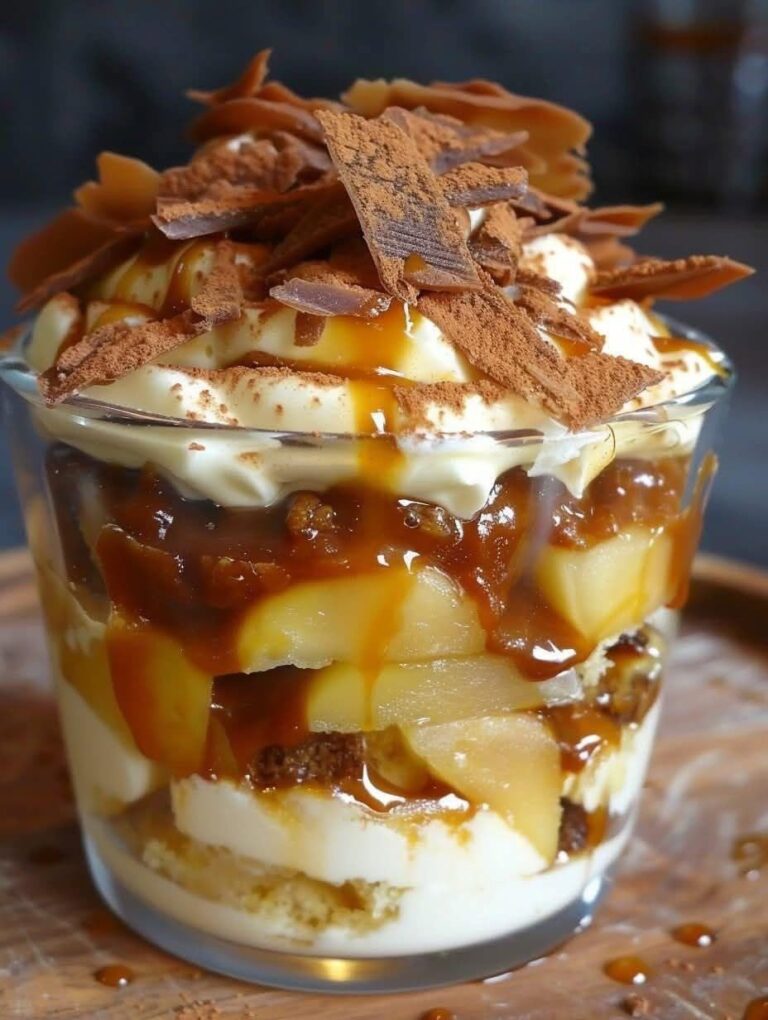 Tiramisù al caramello salato con mele saltate