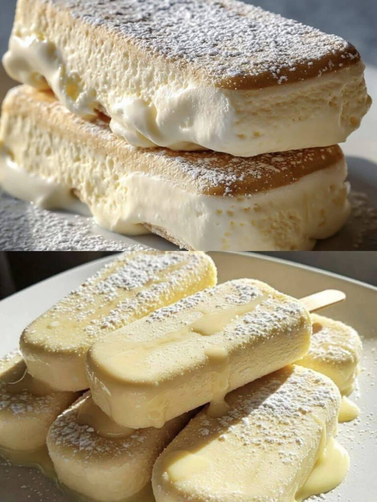 Barrette di gelato alla vaniglia con zucchero a velo