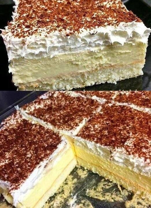 Torta alla vaniglia con solo 2 confezioni di budino – Senza cottura