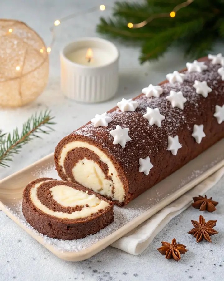 Tronchetto Natalizio al Cioccolato e Crema