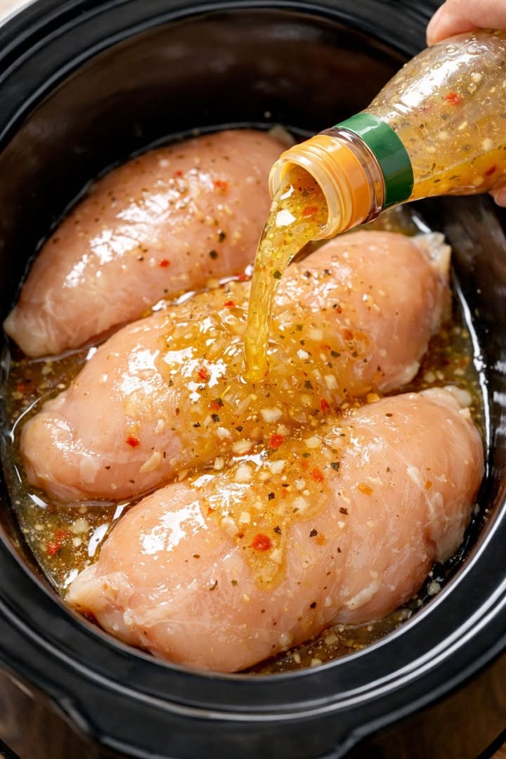 Versate questo condimento italiano già pronto e solo altri 2 ingredienti sui petti di pollo nella pentola a cottura lenta per un classico facile da preparare, perfetto per qualsiasi sera. Ricetta completa 👇 💬