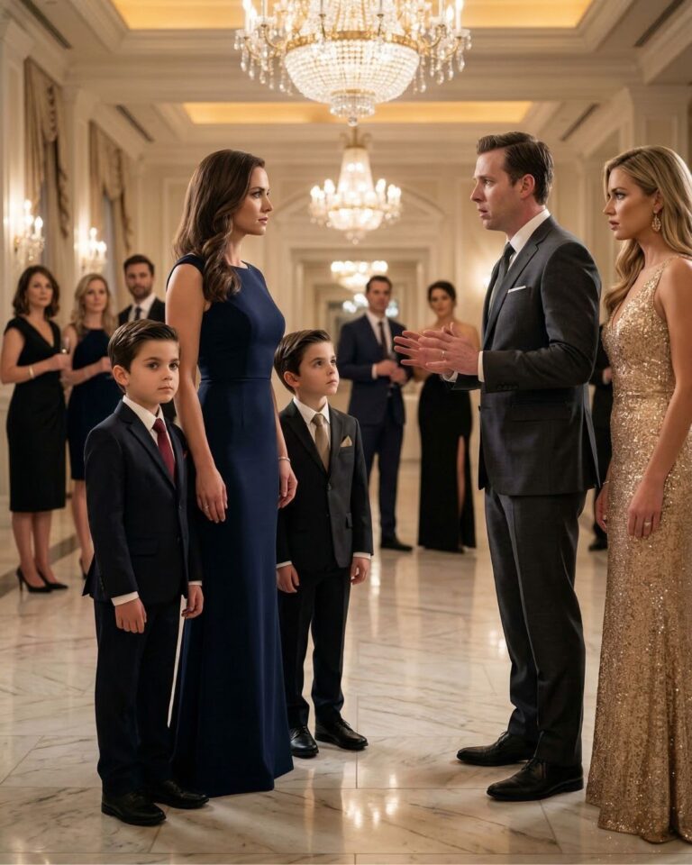 Su esposo le pidió que renunciara al hijo que esperaban para poder perseguir a otra mujer — ella se marchó embarazada… siete años después, regresó con hijos gemelos y un plan que él jamás vio venir