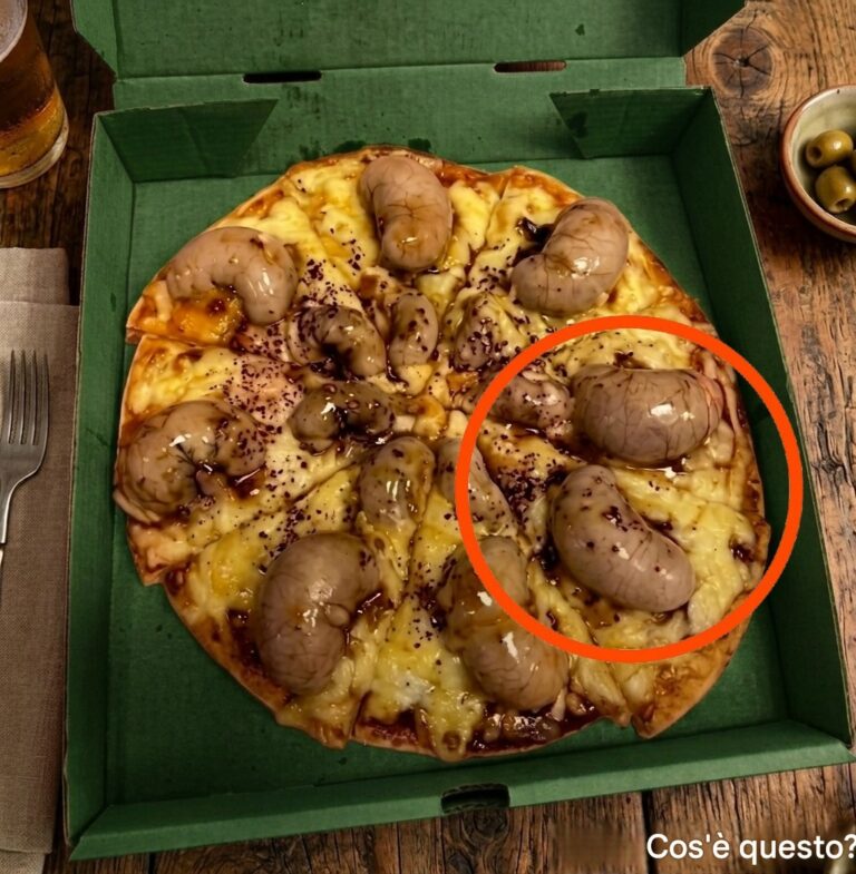 Ho ordinato una pizza stasera. Il fattorino me l'ha portata. L'ho presa e sono andato in cucina a mangiare. Quando ho aperto la scatola, ho visto questo. Sono rimasto lì a guardarla, ma ancora non riesco a capire cos'è. Qualcuno sa cos'è? Controlla il primo commento per la risposta👇.